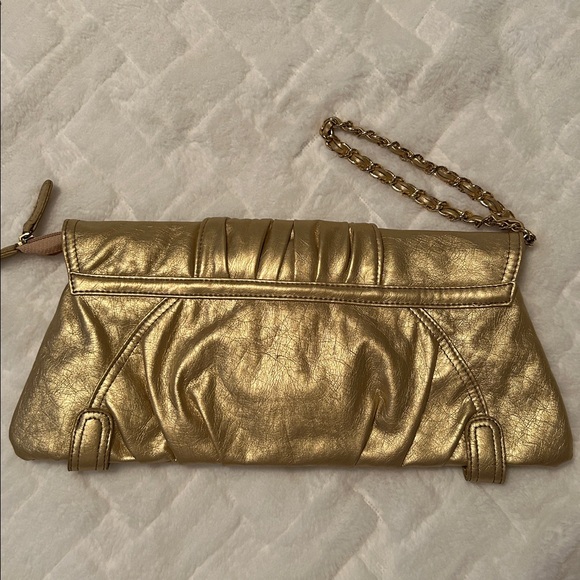 Cache Metallic Gold Clutch with Chain Strap - Picture 6 of 9